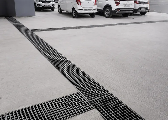 FRP grating drain in parking deck
